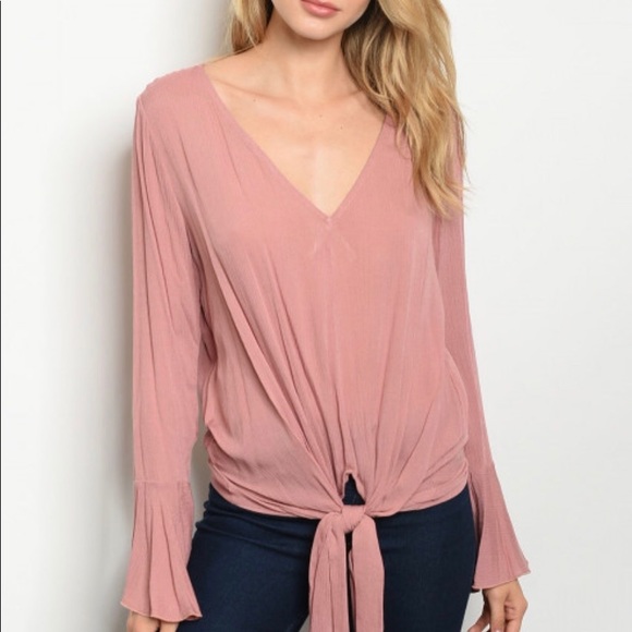Sale! Mauve Bell Sleeve Blouse - Picture 3 of 4